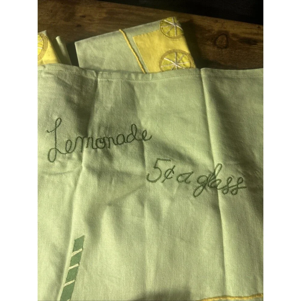 Kitchen Dish Towels Set Of 2 Lemonade 5c A Glass By tag 100% Cotton Summer Lemon